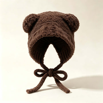Bear Plush Knit Earflap Warm Hat