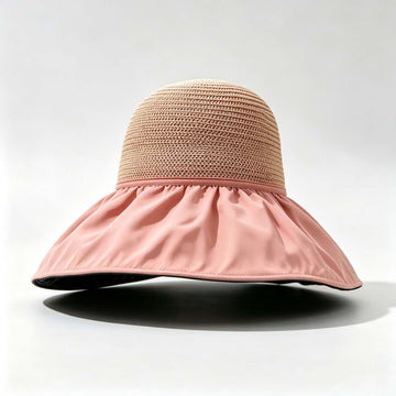 Color Pom Pom Hollow Crochet Sun Hat